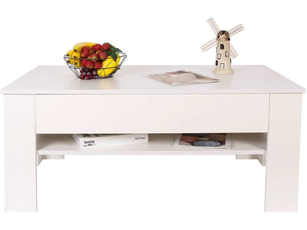 Mesa de centro rectangular con cajón "Joy" - Blanco