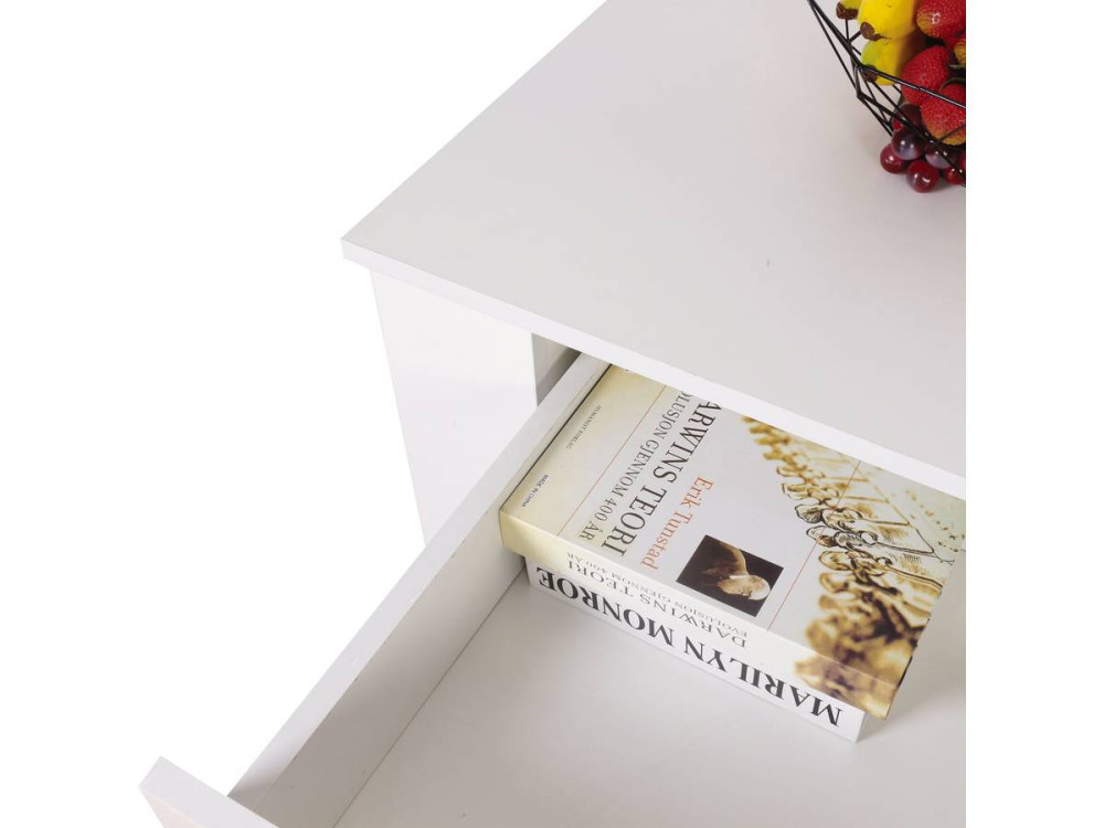 Mesa de centro rectangular con cajón "Joy" - Blanco