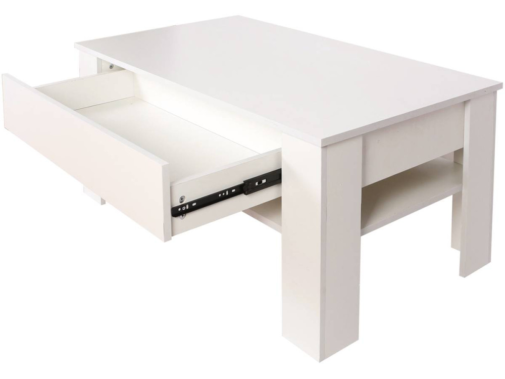 Mesa de centro rectangular con cajón "Joy" - Blanco