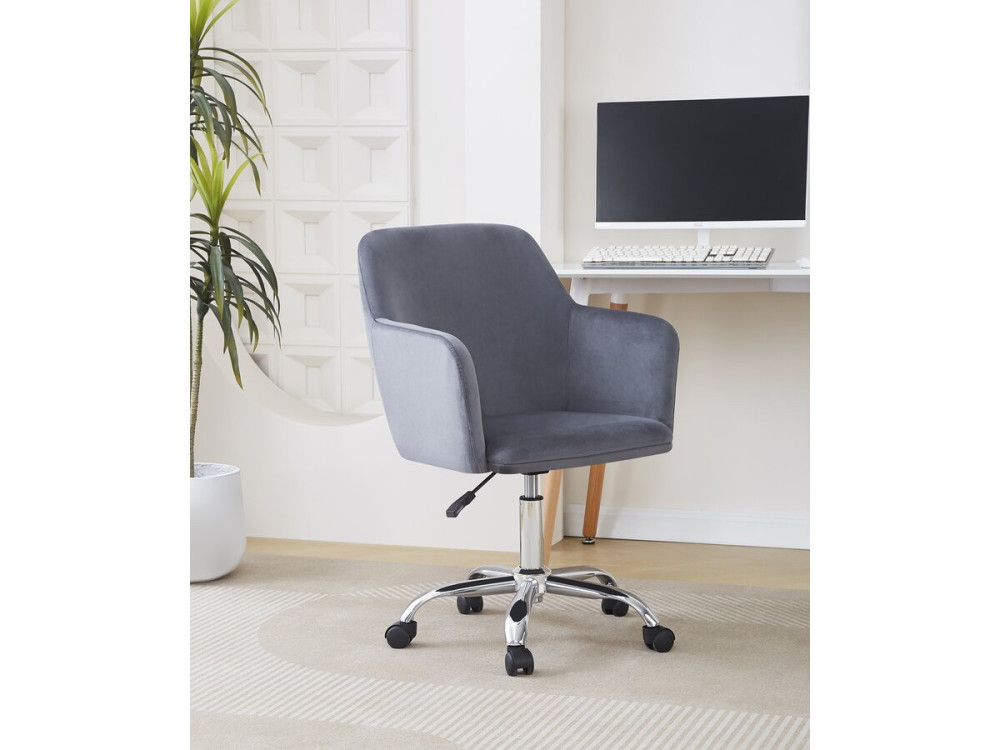 Silla de oficina ajustable de terciopelo "Ophélie" - Gris
