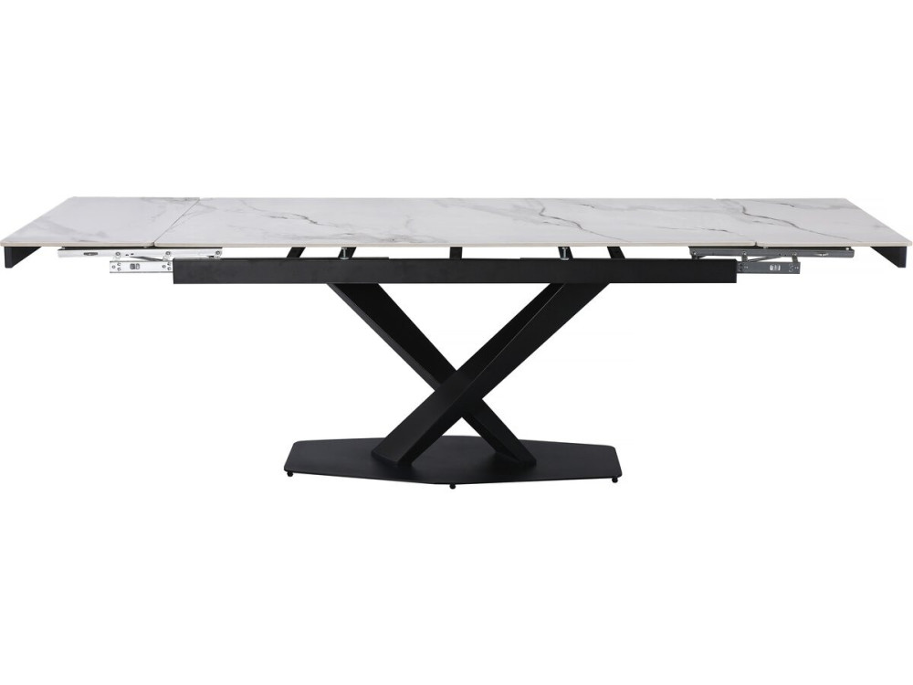 Mesa de comedor extensible de cerámica para 6 a 10 personas "Silence" - Blanco jaspeado gris