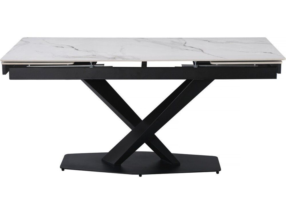 Mesa de comedor extensible de cerámica para 6 a 10 personas "Silence" - Blanco jaspeado gris