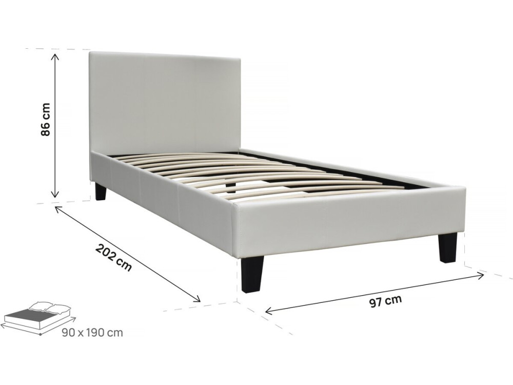 Cama "Lina" 90 x 190 cm - Beige