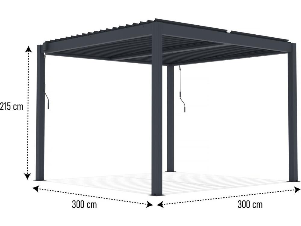 Pérgola bioclimática "Windsor" 3 x 3 con led de aluminio - Gris