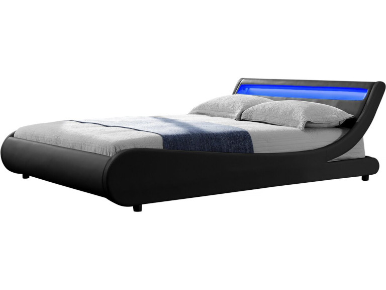 Cama LED "Natacha" - 180 x 200 cm - Negro