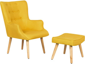 Sillón escandinavo en tela “Odense” - 73 x 81 x 92,5 cm - Amarillo