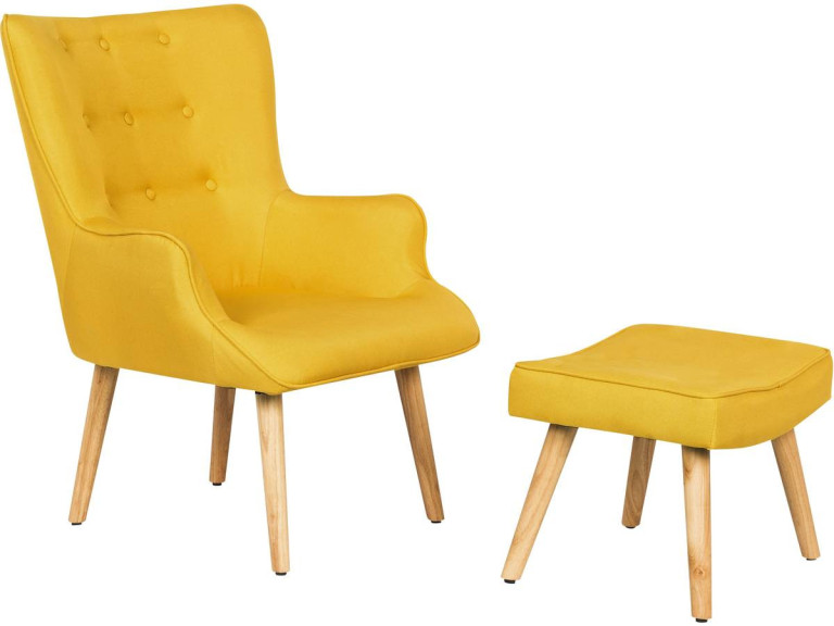 Sillón escandinavo en tela “Odense” - 73 x 81 x 92,5 cm - Amarillo