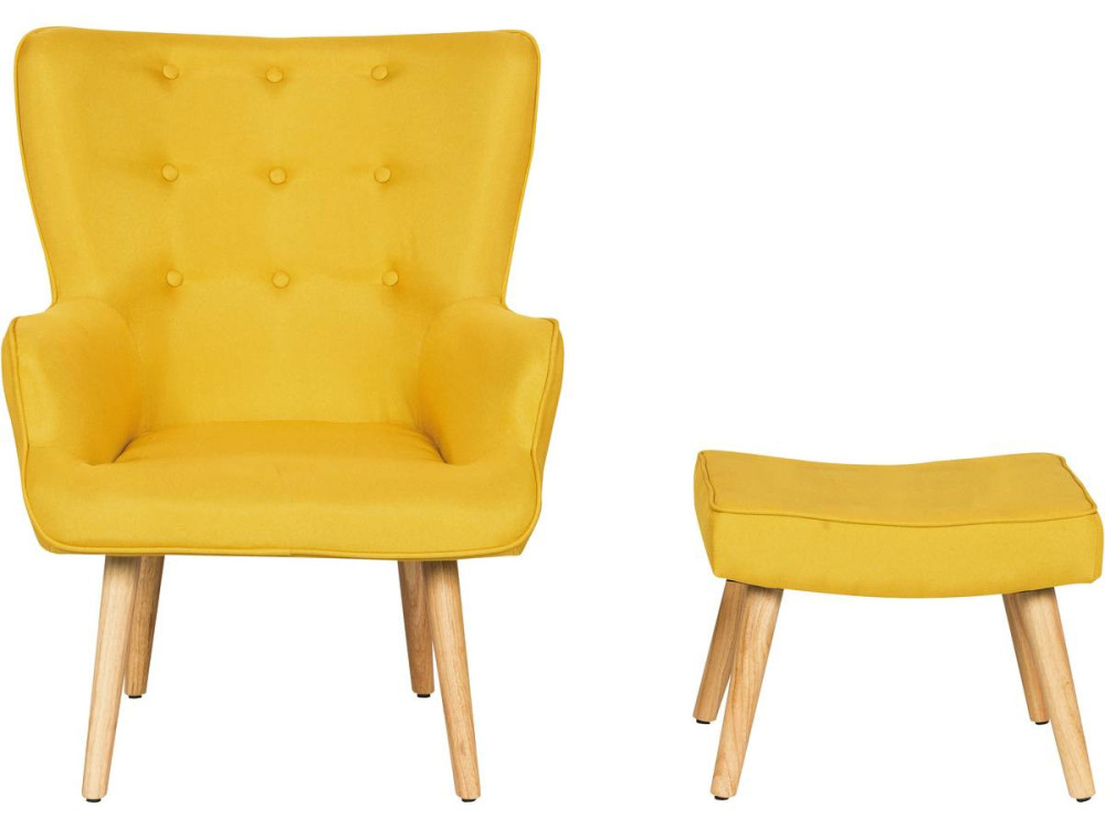 Sillón escandinavo en tela “Odense” - 73 x 81 x 92,5 cm - Amarillo