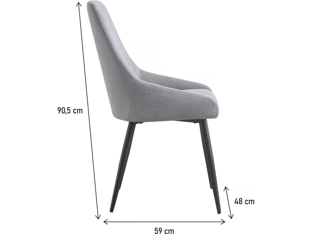 Juego de 2 sillas de tela "Lyne" - Gris