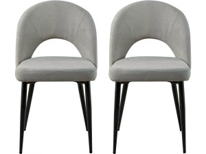 Juego de 2 sillas de comedor de tela "Alma" - Gris