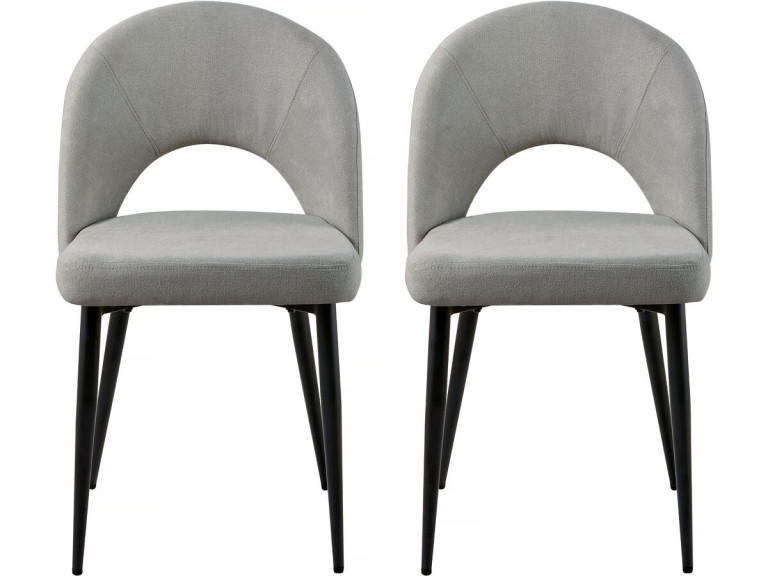 Juego de 2 sillas de comedor de tela "Alma" - Gris