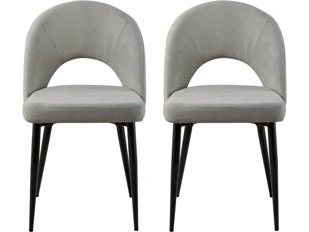 Juego de 2 sillas de comedor de tela "Alma" - Gris