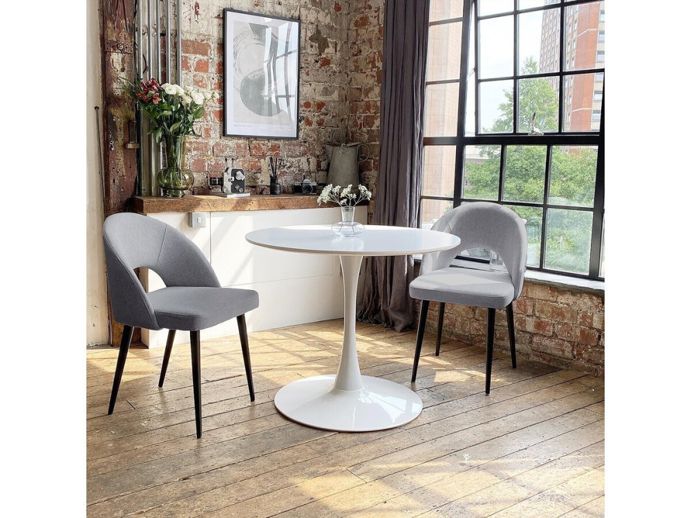 Juego de 2 sillas de comedor de tela "Alma" - Gris