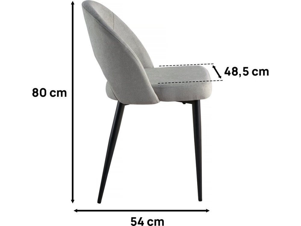 Juego de 2 sillas de comedor de tela "Alma" - Gris