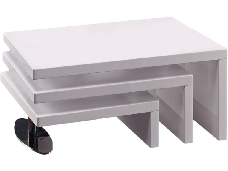 Mesa de centro extensible "Elysa" en MDF blanco lacado - 80 x 59 x 37,5 cm