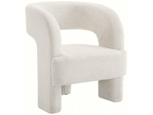 Sillón de 3 patas de diseño con tejido de rizo «Madison» - Blanco