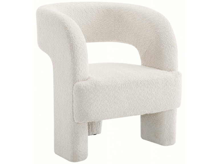 Sillón de 3 patas de diseño con tejido de rizo «Madison» - Blanco