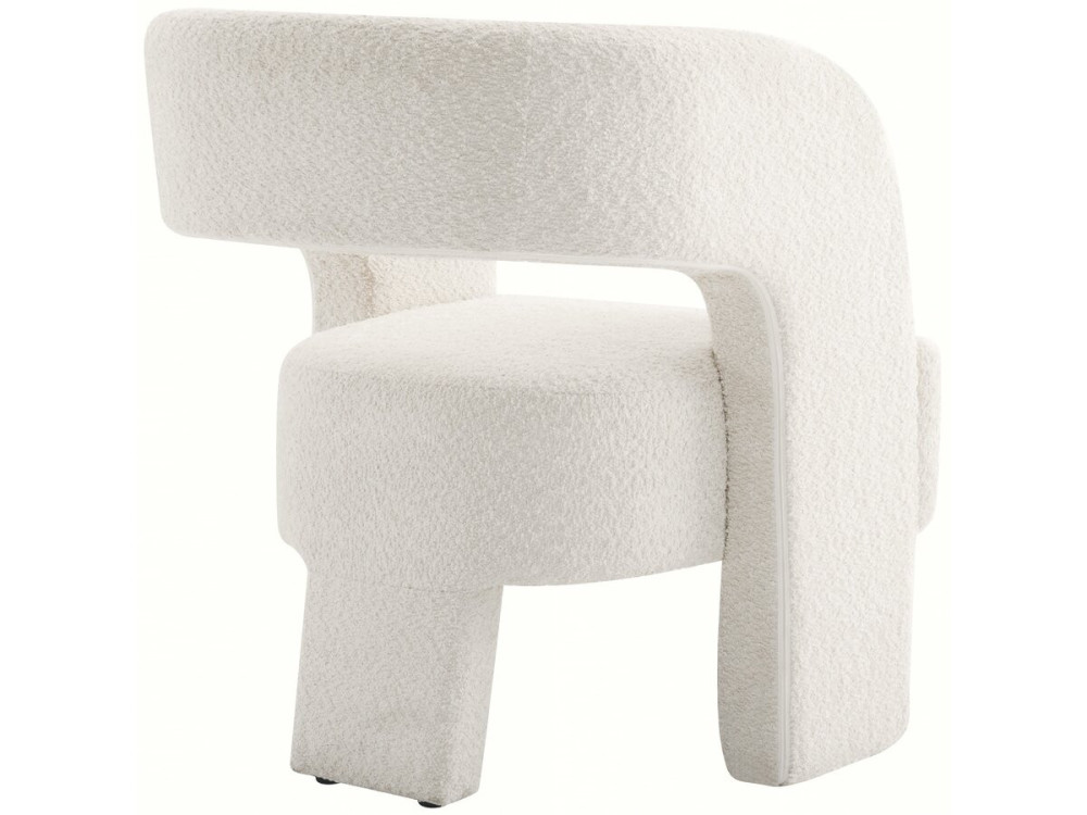 Sillón de 3 patas de diseño con tejido de rizo «Madison» - Blanco