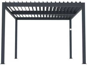Pérgola bioclimática motorizada con led "Windsor" de aluminio 3 x 4 - Gris