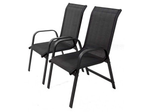 Juego de 2 sillas para jardin textileno "Porto"- Phoenix - negro