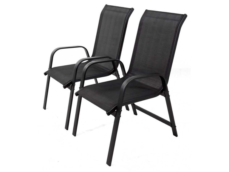 Juego de 2 sillas para jardin textileno "Porto"- Phoenix - negro
