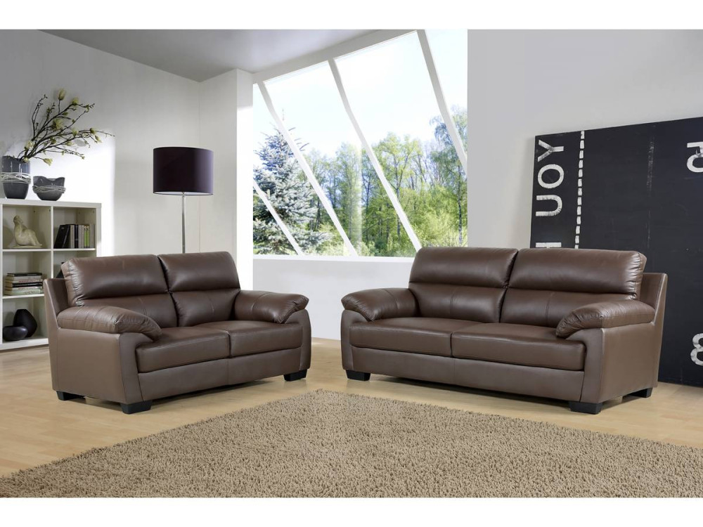 Sofá cuero/PVC "Cardiff" - 2 plazas - Chocolate