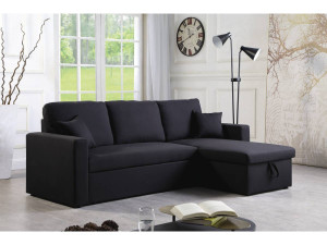 Sofá esquinero convertible "Alain" - 3 plazas - Negro
