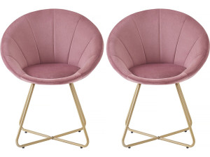 Juego de 2 sillas de comedor de terciopelo "Rosalie" - Rosa