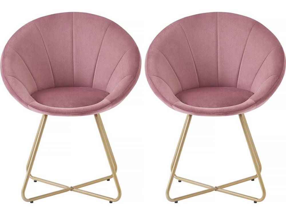 Juego de 2 sillas de comedor de terciopelo "Rosalie" - Rosa