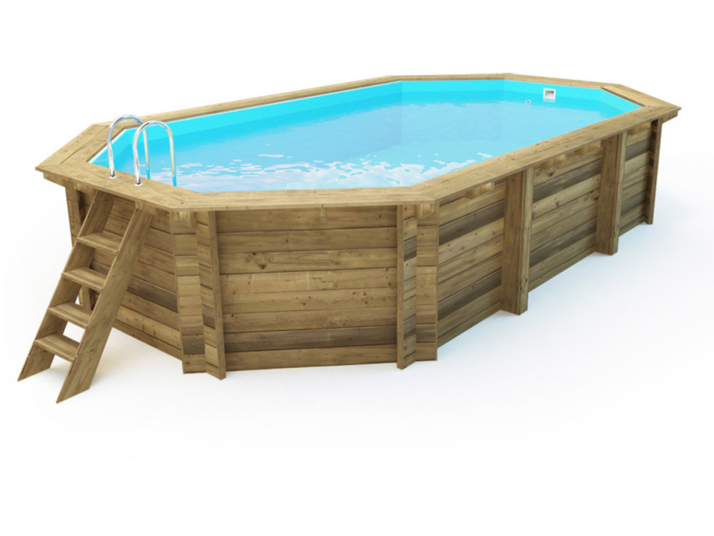 Piscina de madera "Sao Paulo" -  6.57 x 4.07 x 1.20m - Cubierta Burbujas 180 µ - Cubierta de invierno 280 g/m² -
