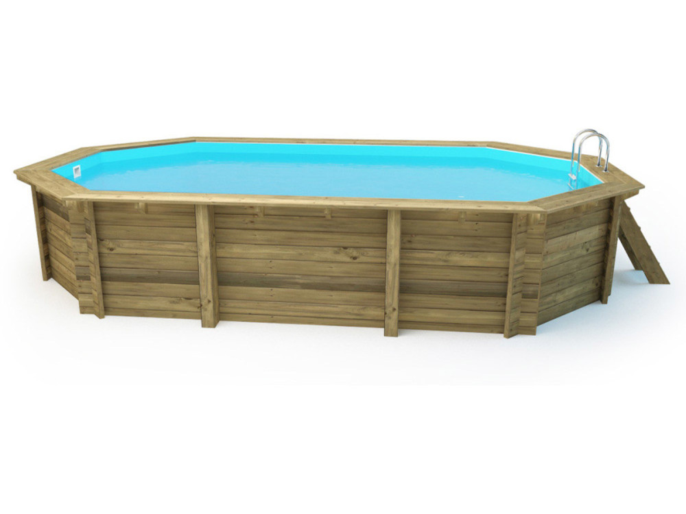 Piscina de madera "Sao Paulo" -  6.57 x 4.07 x 1.20m - Cubierta Burbujas 180 µ - Cubierta de invierno 280 g/m² -
