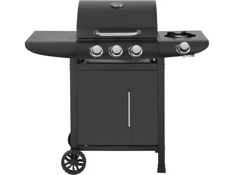 Barbacoa de gas "Feria 4" - 4 fuegos incluido 1 lateral - 11,5 kw - Negro