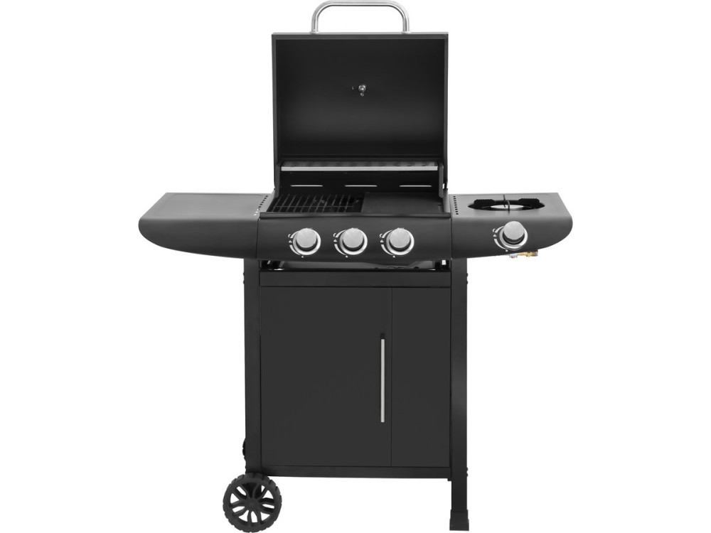 Barbacoa de gas "Feria 4" - 4 fuegos incluido 1 lateral - 11,5 kw - Negro