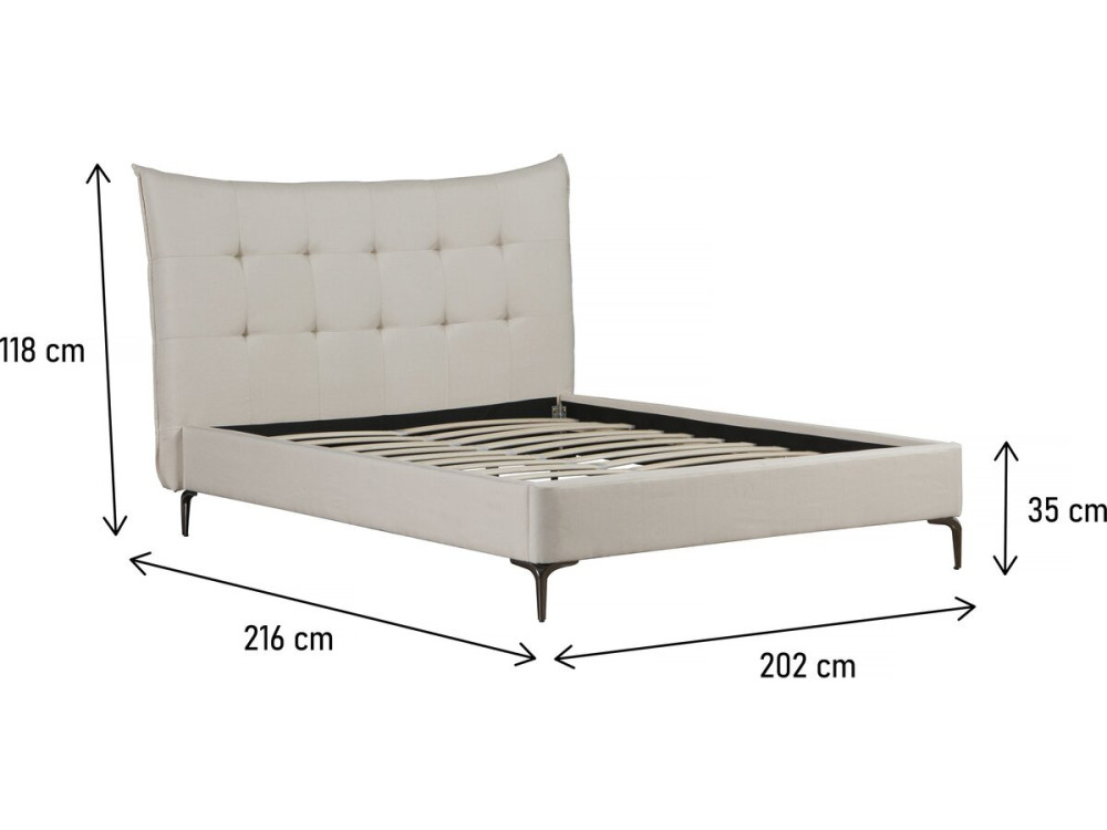 Cama doble de tejido capitoné «Aspen» 180 x 200 cm - Beige