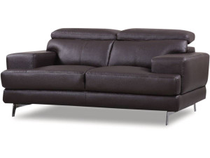 Sofá "Venice" de piel regenerada y PVC - 2 plazas - Marrón