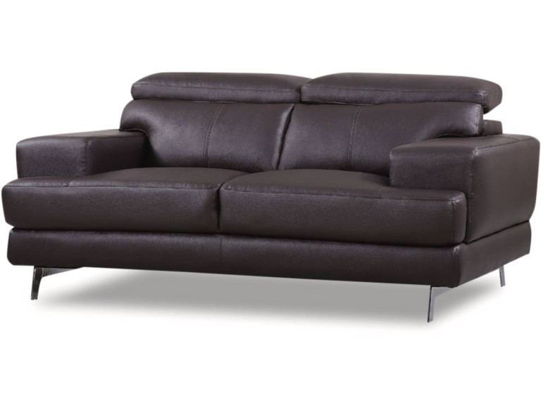 Sofá "Venice" de piel regenerada y PVC - 2 plazas - Marrón