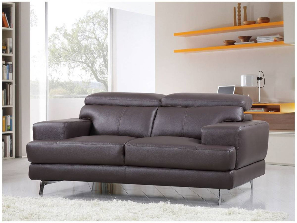 Sofá "Venice" de piel regenerada y PVC - 2 plazas - Marrón