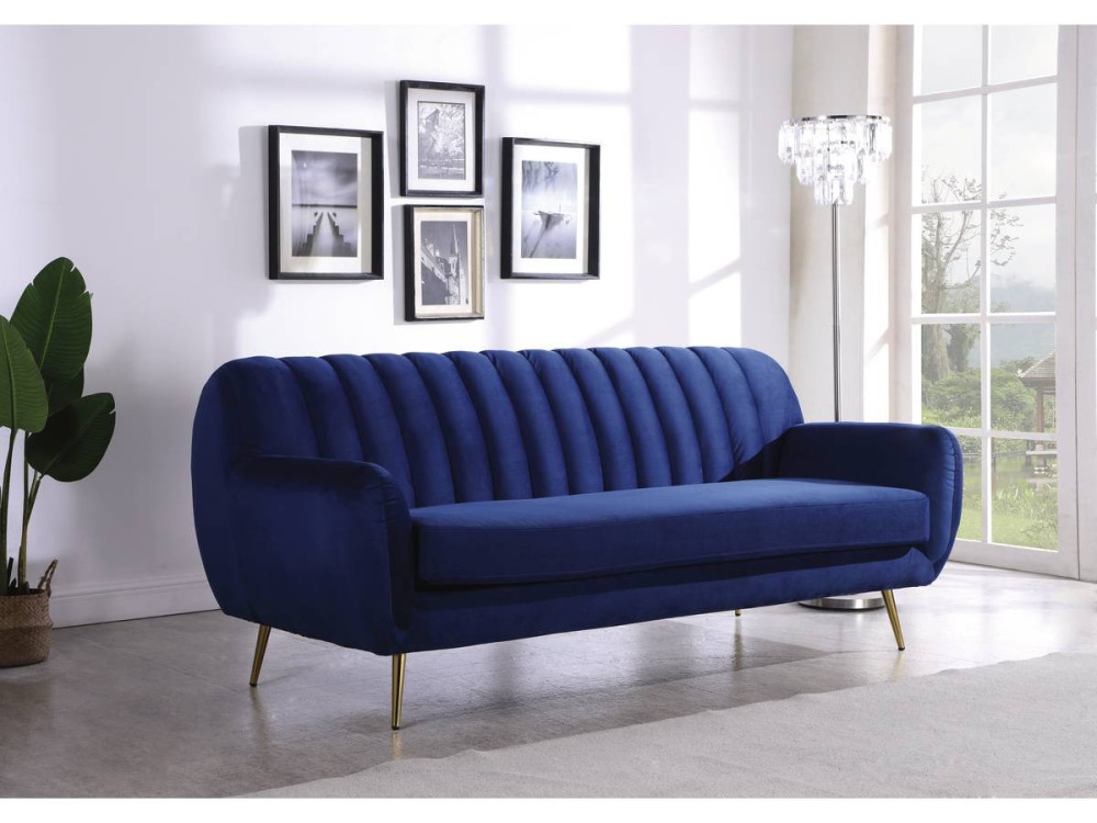 Sofá terciopelo "Evans" - 3 plazas - Azul oscuro