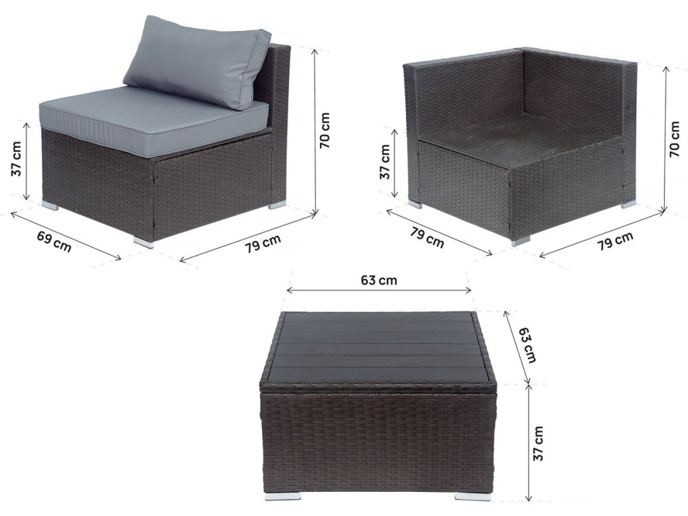 Conjunto de muebles de jardín panorámico "Océane" de resina trenzada - 6 plazas - Marrón