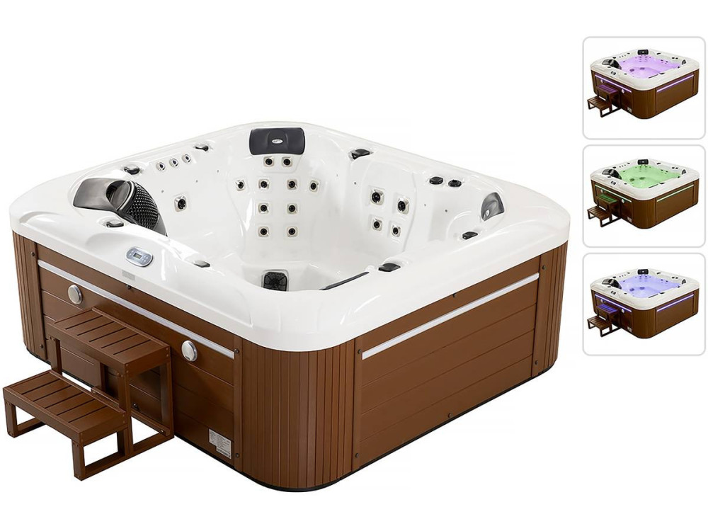 Spa LED "Bora-Bora" - 230 x 210 x 90 cm- 6 plazas - Tanque blanco - Sistema Balboa - Bluetooth integrado