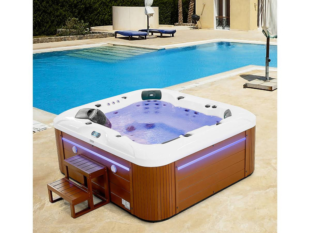 Spa LED "Bora-Bora" - 230 x 210 x 90 cm- 6 plazas - Tanque blanco - Sistema Balboa - Bluetooth integrado
