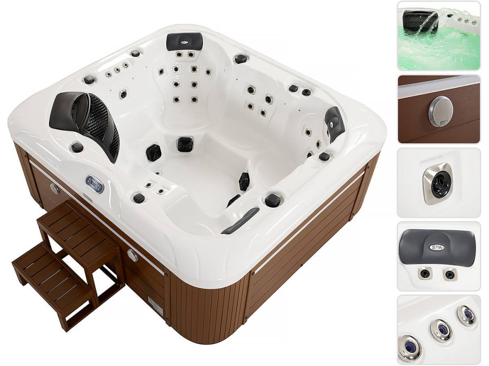 Spa LED "Bora-Bora" - 230 x 210 x 90 cm- 6 plazas - Tanque blanco - Sistema Balboa - Bluetooth integrado