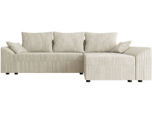 Sofá cama esquinero de pana "Vaugirard" con box - 3 plazas - Beige