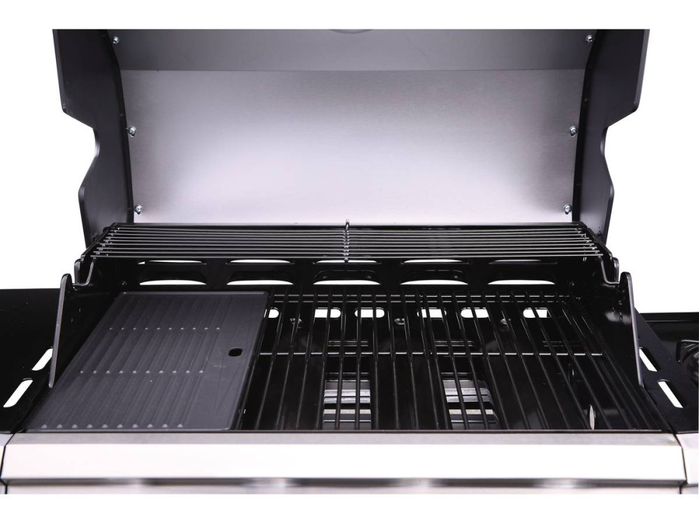 Barbacoa a gas "Bingo 4" - 4 quemadores (1 lateral) - 14kW + Funda de protección -  Negro