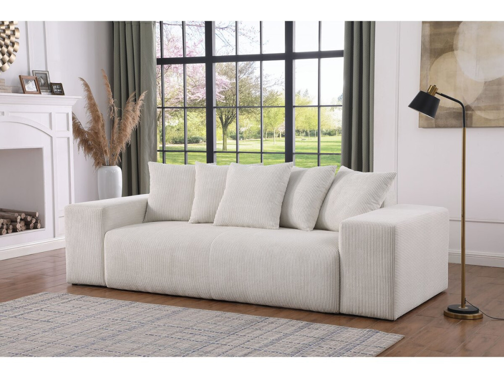 Sofá fijo 3 plazas pana "Rivoli" - Beige