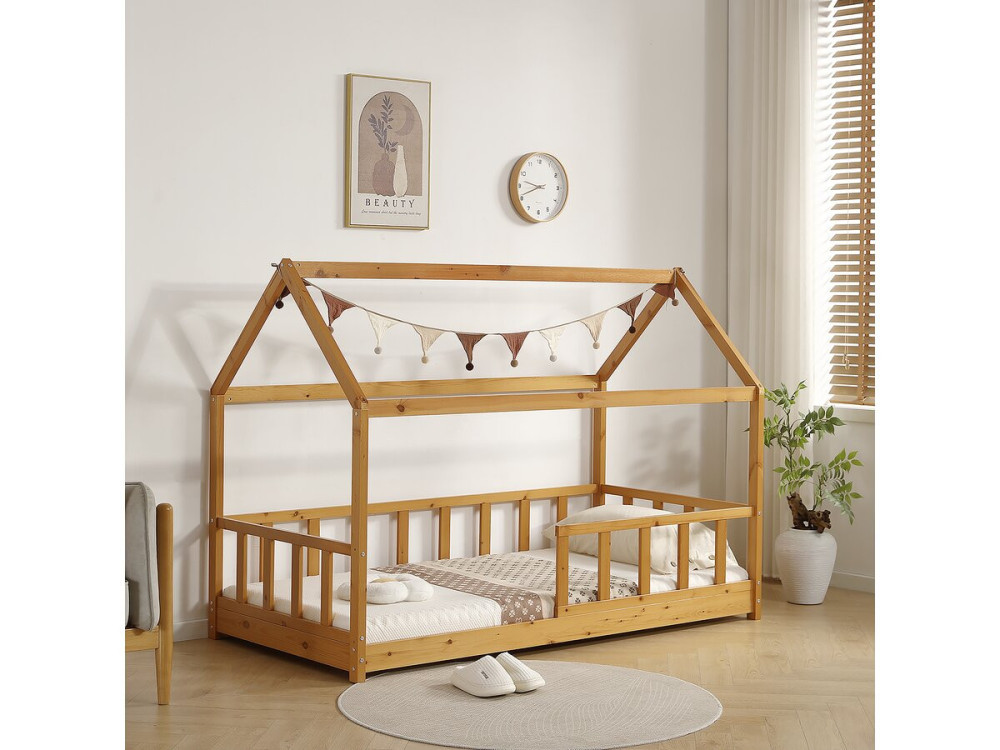 Cama infantil de madera "Mila" - 90 x 190 cm - Marrón