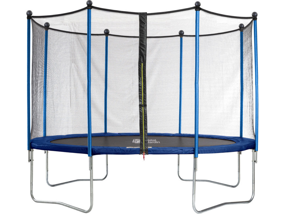 Trampolin / cama elástica  " Happy " -  Ø 3.65 m - con malla + escalera + covertura+ kit de anclaje