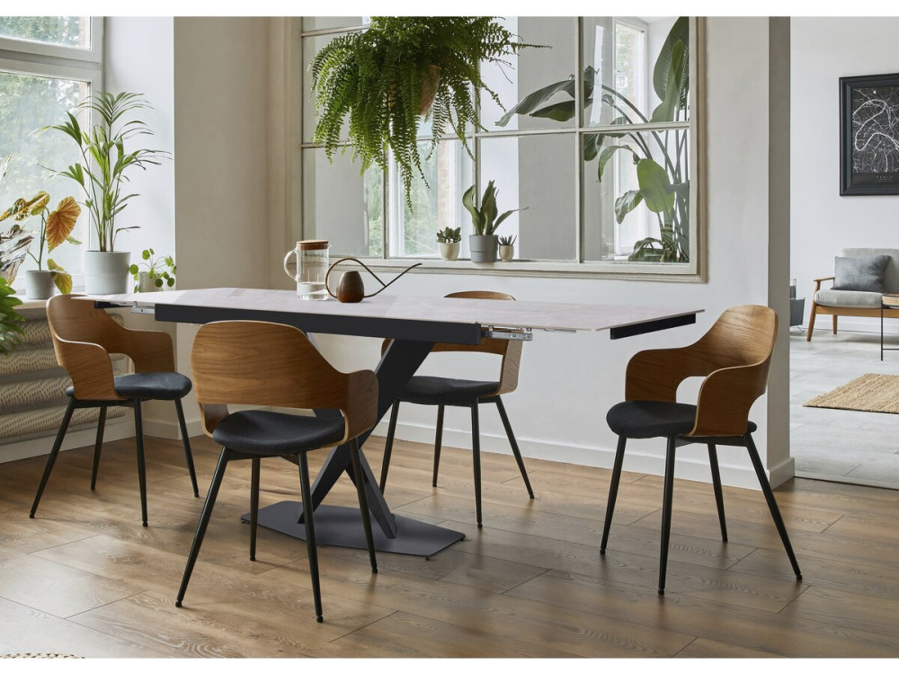 Mesa de comedor extensible de cerámica para 6 a 10 personas "Silence" - Gris jaspeado
