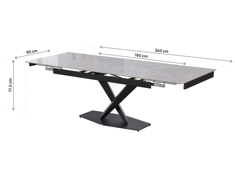 Mesa de comedor extensible de cerámica para 6 a 10 personas "Silence" - Gris jaspeado