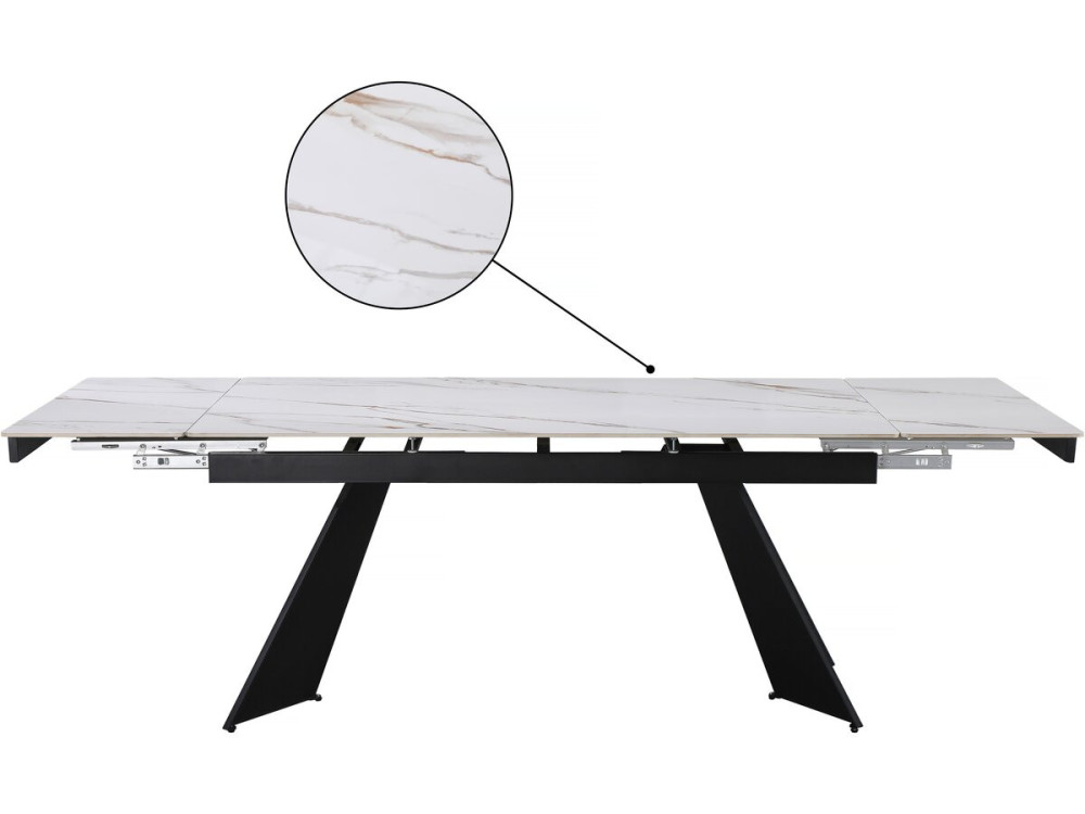 Mesa de comedor extensible de cerámica para 6 a 10 personas "Equinoxe" - Oro blanco veteado